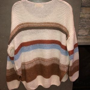 White & colored knit boutique sweater
